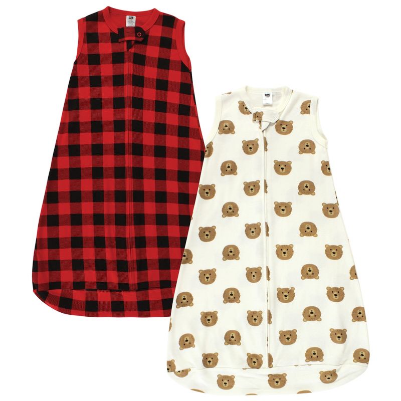 Hudson Baby Cotton Long-Sleeve Wearable Sleeping Bag, Sack, Blanket, Brown Bear Sleeveless, 1 of 5