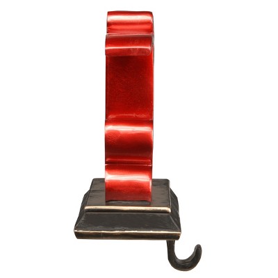 Red and Gold Polyresin Joy Stocking Holder with Black Base
