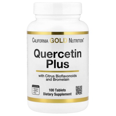 California Gold Nutrition Quercetin Plus with Quercetin, Vitamin C, Citrus Bioflavonoids, Bromelain, Turmeric and Vitamin C, 100 Tablets