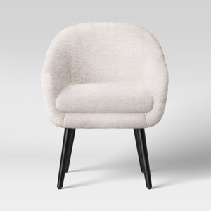 Harwell Modern Arm Barrel Chair with Wooden Legs Faux Shearling Cream - Project 62™ - 1 of 4