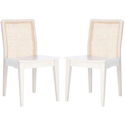 Benicio White and Natural Rattan Coastal Side Chair