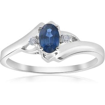 Pompeii3 1/2ct Oval Blue Sapphire Diamond Ring 14K White Gold