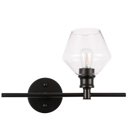 Elegant Lighting Gene 1 light Black and Clear glass left Wall sconce - image 1 of 4