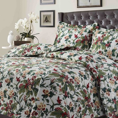 Queen 3pc Tropical Garden Oversized Quilt Set Multi - Tribeca Living