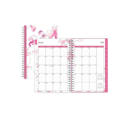 BLUE SKY January to December 2024 5&#34;x8&#34; Weekly/Monthly Safety Wirebound Planning Calendar BCA Orchid CYO