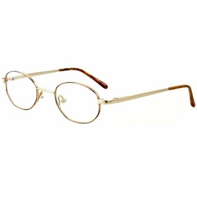 Flex Plus by Vivid FP-67 Designer Reading Eye Glasses in Gold Amber Brown 42mm +1.50 | Ladies | Oval Shape | X-Small Fit
