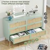 Brafabhome Rattan 6 Drawers Dresser for Bedroom, Vintage Boho Double Dresser Wicker Chest with Wooden Legs for Living Room Hallway| Mint - 3 of 4
