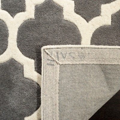 Off-White and Dark Grey Hand-Tufted Wool Area Rug