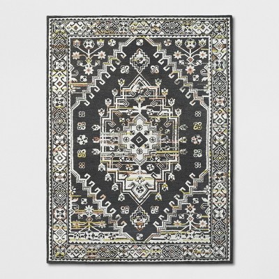 9'X12' Hooked Area Rug Geometric Design Ivory/Dark Gray - Threshold™