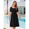 INSPIRE CHIC Women's Eyelet Square Neck Short Puff Sleeve Casual A Line Summer Midi Dress - 4 of 4