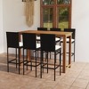 vidaXL Patio Bar Set Bar Table and Stools Patio Furniture Set with Cushions - Black 7 Piece - 2 of 4