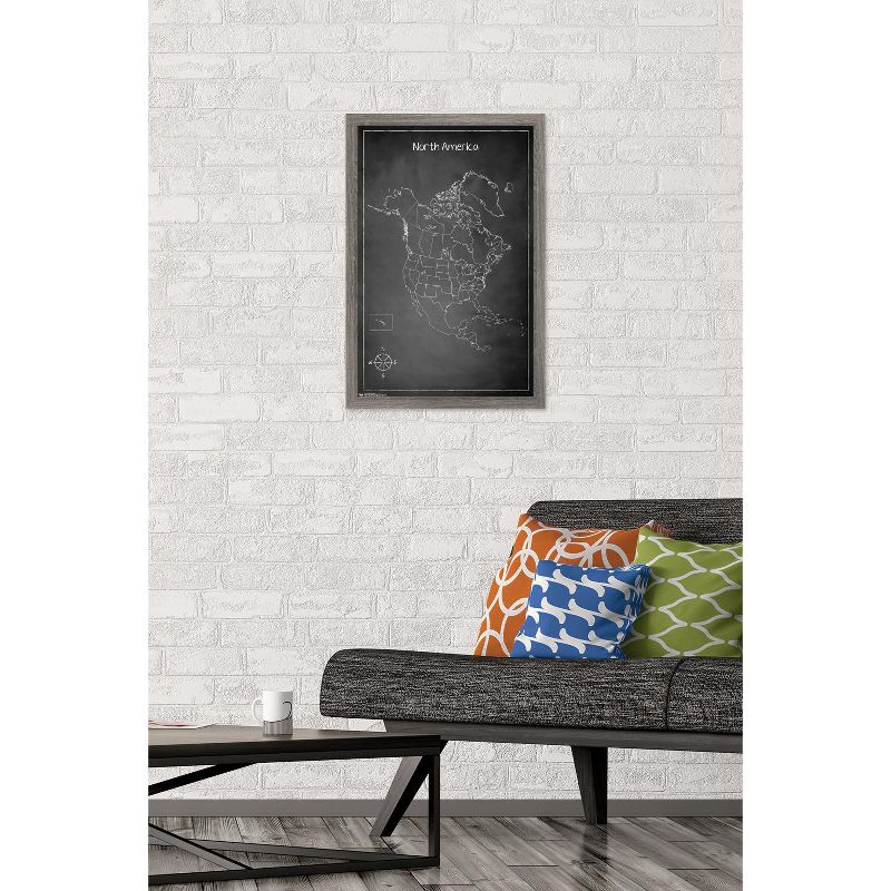Trends International Chalk Map - North America Framed Wall Poster Prints, 2 of 7