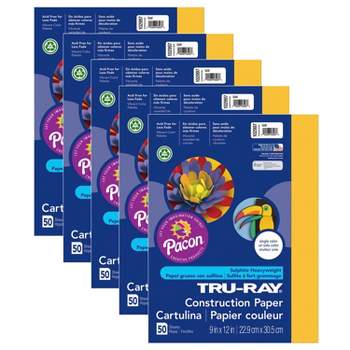 Tru-Ray® Construction Paper, Gold, 9" x 12", 50 Sheets Per Pack, 5 Packs