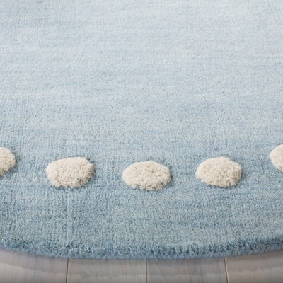 Plush Hand-Tufted Blue Wool Round Kids' Playroom Rug, 5' Diameter