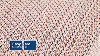 Ivory Stripe Easy-Care Synthetic Round Rug, 95" Washable