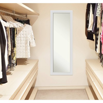 Elegant Soft White Full-Length Rectangular Wood Mirror with Silver Highlights
