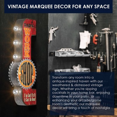 Galvanized Steel LED Dad's Workshop Marquee Sign