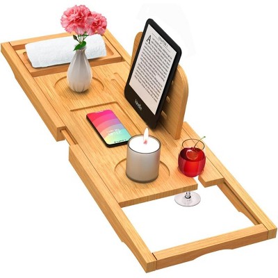 Attop Premium Bamboo Bathtub Tray Caddy - Bath Tub Tray Table for Bathtub - Bath Caddy Tray for Bathtub, Expandable Size