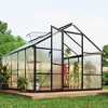 Aluminum Large Walk-in Greenhouse for Outdoors, Sliding Door & Ajustable Roof Vent, Polycarbonate Green Houses for Outside Garden,Backyard,Patio,Lawn - 3 of 4