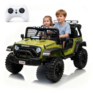 24V 2 Seater Ride On Truck,4WD Kids Electric Car W/Remote Control，Battery Powered Ride On Toy Car with Spring Suspension - 1 of 4