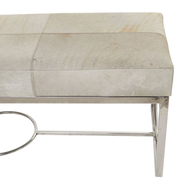 Contemporary Decorative Stainless Steel Cowhide Bench Silver - Olivia &#38; May, 5 of 18