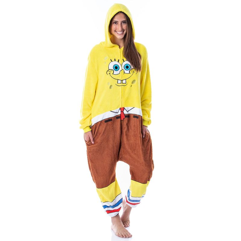 Nickelodeon Mens' SpongeBob SquarePants Costume Sleep Pajama Union Suit Yellow, 5 of 6