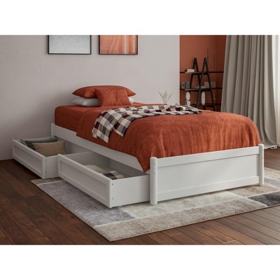 AFI Furnishings Twin XL Panel Platform Bed with Storage Drawers in White