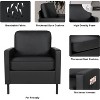 Mid-Century Fabric Armchair, Upholstered Armchair with Scooped Arms for Bedroom, Apartment, Dark Grey - 3 of 4