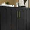 Mid Century Modern Fluted Sideboard Cabinet with Adjustable Shelves, Solid Wood Legs, Buffet Storage Cabinet for Living Room, Dining, Entryway - 2 of 4