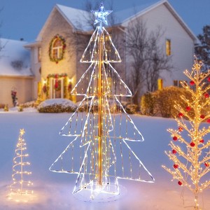 Costway 5 FT Animated Christmas Tree with 252 Warm 202 Cold LED Lights Zip Ties & Stakes - 1 of 4