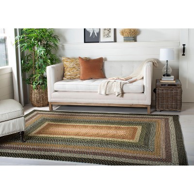 Handmade Blue and Multi Oval Braided Rug, 6' x 9'