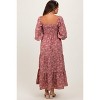 Pinkblush Mauve Floral Smocked Square Neck Maternity Maxi Dress - 4 of 4