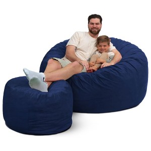 Ultimate Sack 5ft Bean Bag Chair and Footstool, Oversized Comfortable Indoor Floor Lounger, Giant Foam-Filled Furniture for Relaxing, Electric Blue - 1 of 4