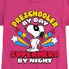 Girls' - Peanuts - Snoopy Preschooler By Day Superhero By Night Fitted Short Sleeve Graphic T-Shirt - 2 of 4
