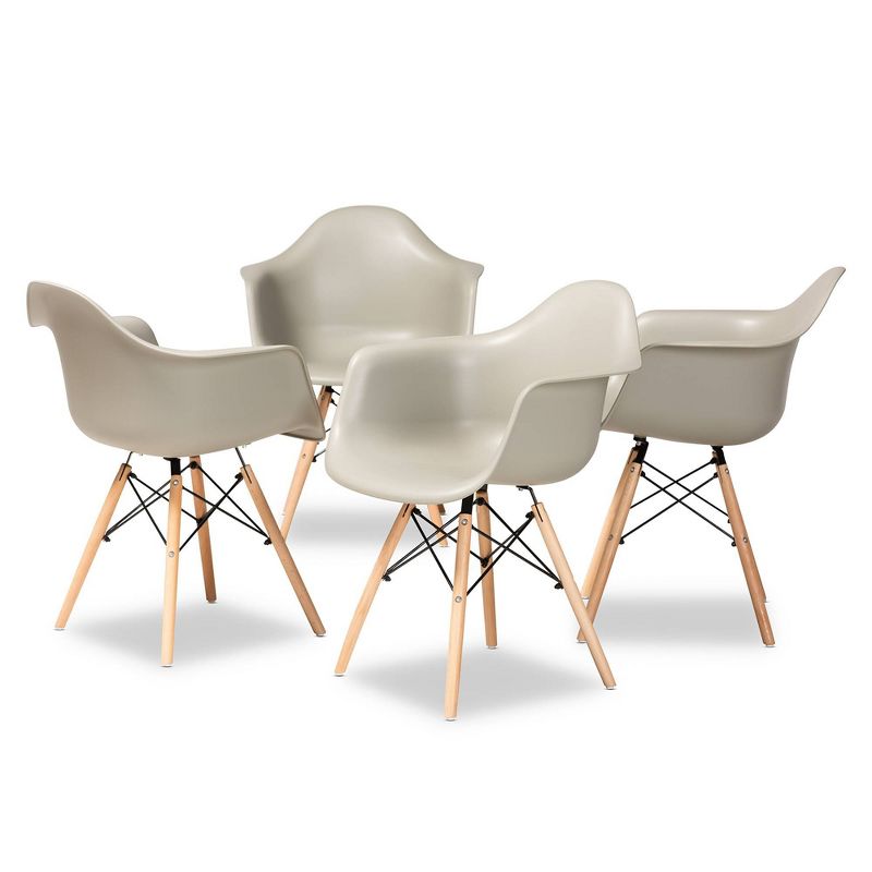 4pc Galen Plastic and Wood Dining Chair Set - Baxton Studio, 1 of 12
