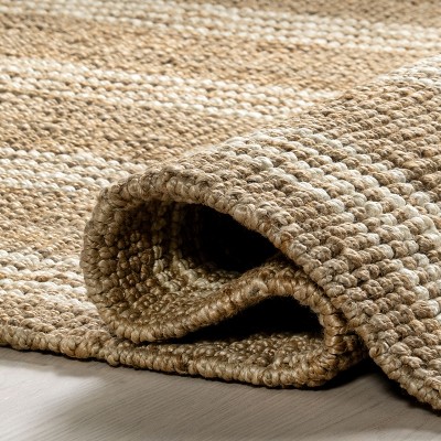 Hanna Natural Striped Jute 10' x 14' Handmade Area Rug