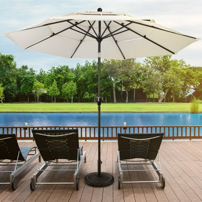 Black Steel Round Parasol Base with Art Deco Design