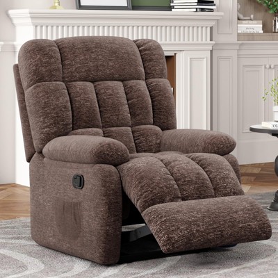 Bencmate Sofas Upholstered Rocker Recliner Sofas with Side Pocket, Ergonomic 110°-160°Adjustable Recliner Sofas, Brown,39"*36"*48