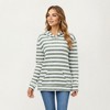 Anna-Kaci Women’s Striped Ribbed Knit Hoodie Top with Soft Textured Fabric Long Sleeves and Kangaroo Pocket Tunic-Length Design - 2 of 4