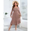 Clearlove Women's Fall Winter Dress Plus Size Round Neck Long Sleeve A Line Flowy Ribbed Knit Dresses - 3 of 4