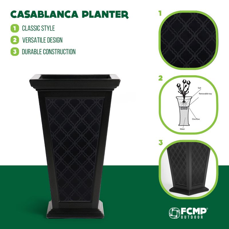 FCMP Outdoor Resin 24" Tall Indoor/Outdoor Self-Watering Pedestal Taper Planter for Potted Plants & Flowers, 5 of 7