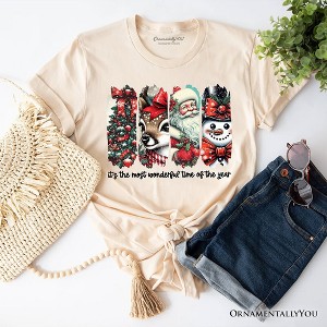 It's Most Wonderful Time Of The Year T‑Shirt, Reindeer, Santa, Snowman Vintage Tee for Christmas Natural 2XL - 1 of 4