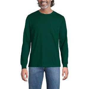 Lands' End Men's Super-T Long Sleeve T-Shirt with Pocket - 1 of 3