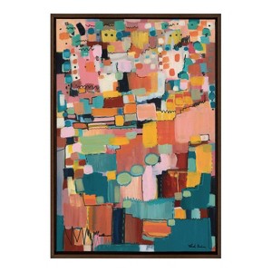 Kate and Laurel Sylvie Sunset Fiesta Framed Canvas by Leah Nadeau, 23x33, Walnut Brown - 1 of 4