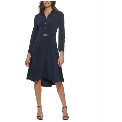 Tommy Hilfiger Womens Belted Jersey Shirt Dress