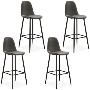 Tangkula 4 PCS 29.5" Bar Stools Velvet Upholstered High Back Bar Chairs Kitchen - 1 of 4