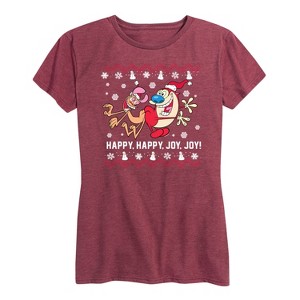 Women's - Ren & Stimpy - Happy Happy Joy Joy Short Sleeve Graphic T-Shirt - 1 of 4