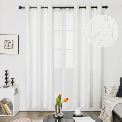Deconovo Silver Line & Dots Blackout Curtains, 2 Panels (38” W)