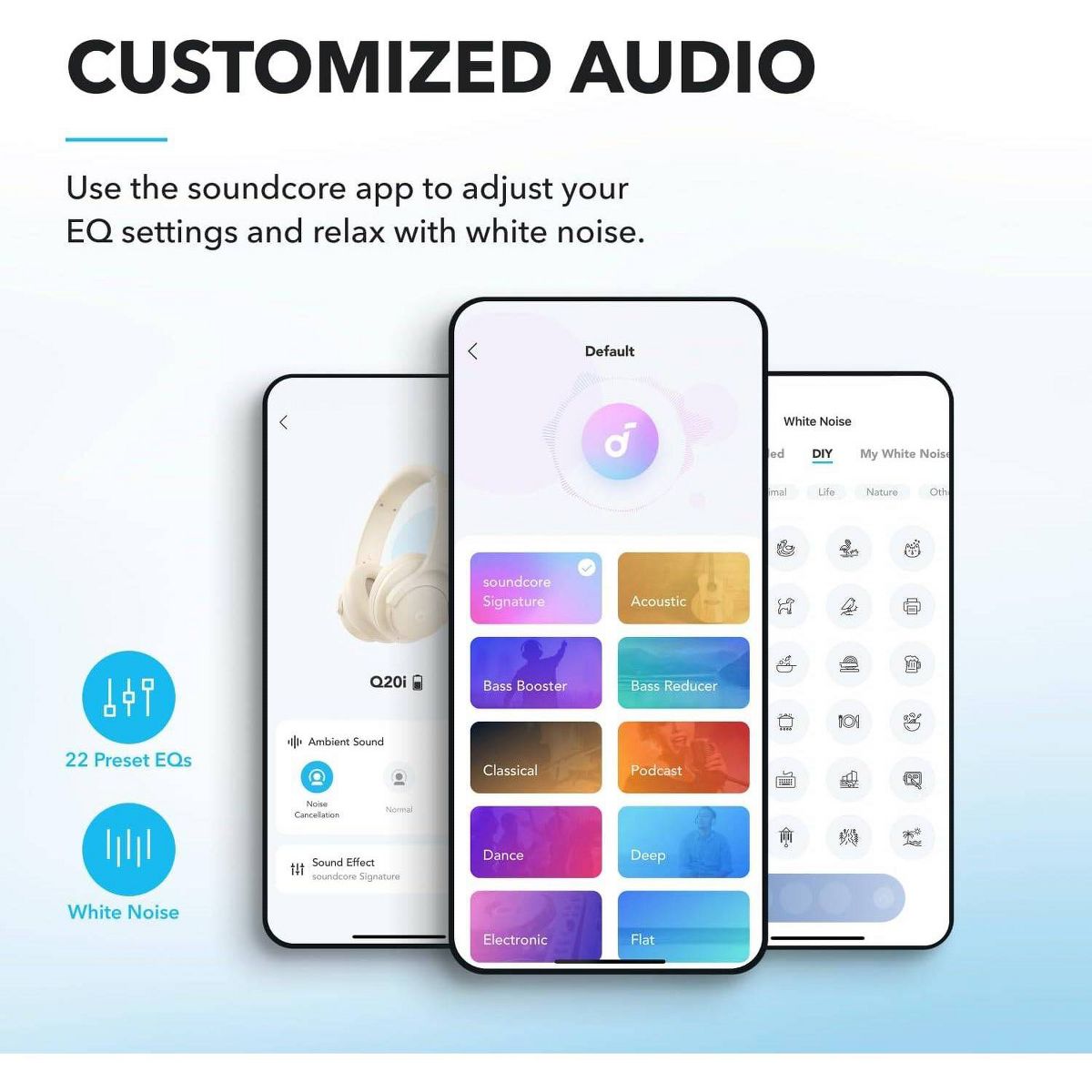 Anker Soundcore Q20i Plus Hybrid Active Noise Cancelling Over-Ear Bluetooth Headphones - White - thumbnail 4