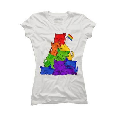 Adult Design By Humans Cat Pile Rainbow Pride Flag By ACEGlobal T-Shirt